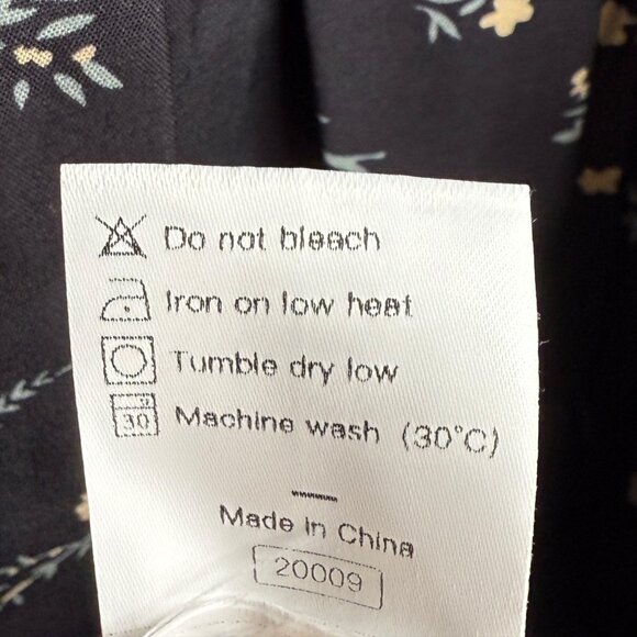 XIEERDUO FASHION Black Ditsy Floral Puff Sleeve Pleated Mini Dress XL NEW - Picture 9 of 11